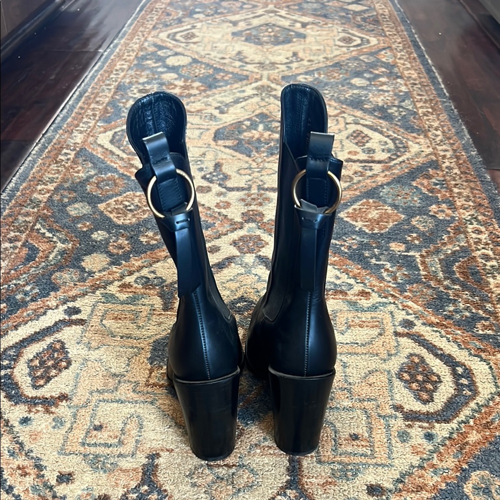Frame Denim Black Heeled Boots with Pointed Toe - Picture 3 of 6